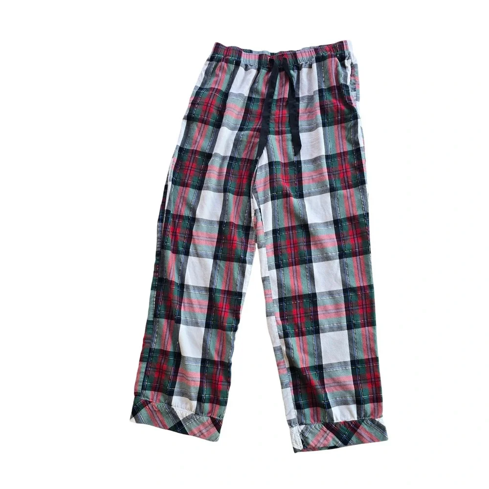 Victoria's Secret -430 Flannel‎ Pajama Set Womens Medium Red Green Plaid